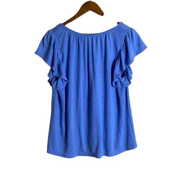 Max Studio‎ light blue linen blend knit shirt - Picture 8 of 8